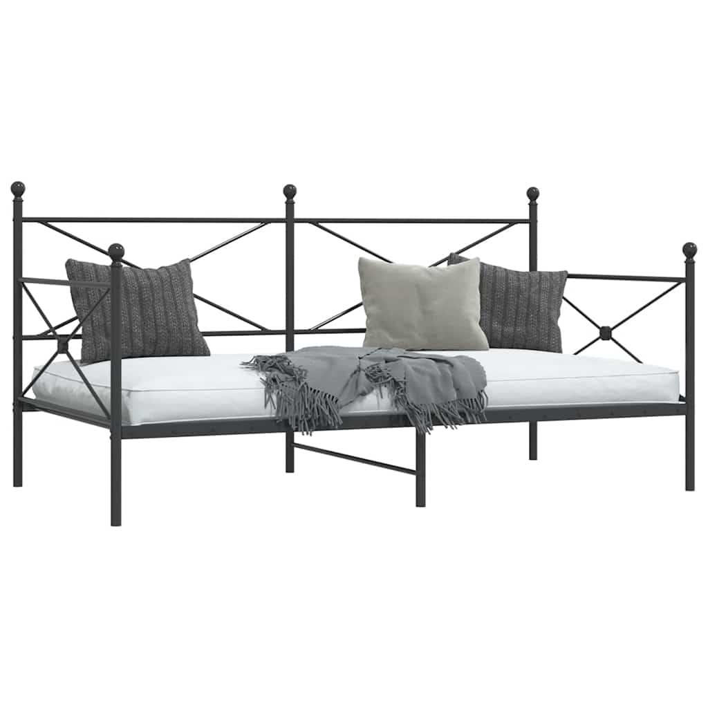 Day Bed without Mattress Black 107x203 cm Steel