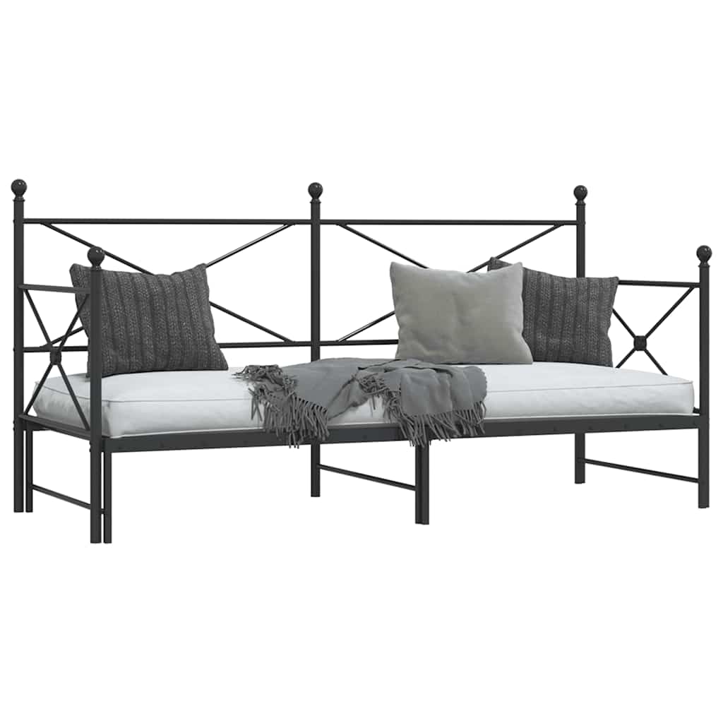 Daybed with Trundle without Mattress Black 80x200 cm Steel