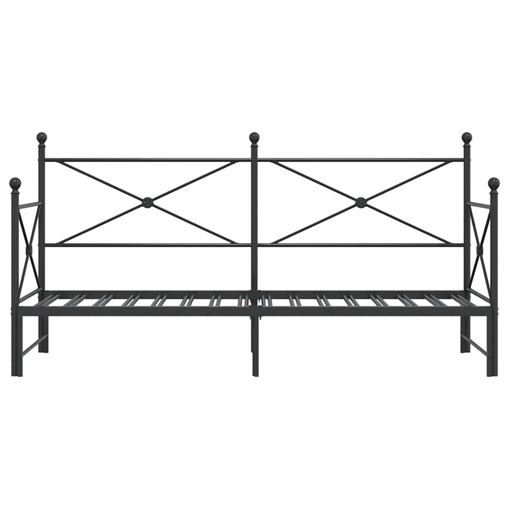 Daybed with Trundle without Mattress Black 80x200 cm Steel