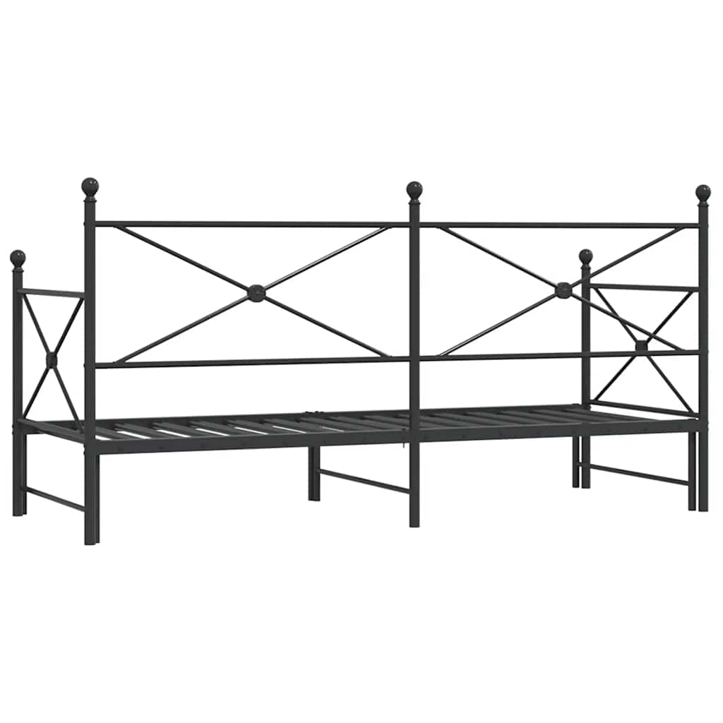 Daybed with Trundle without Mattress Black 80x200 cm Steel