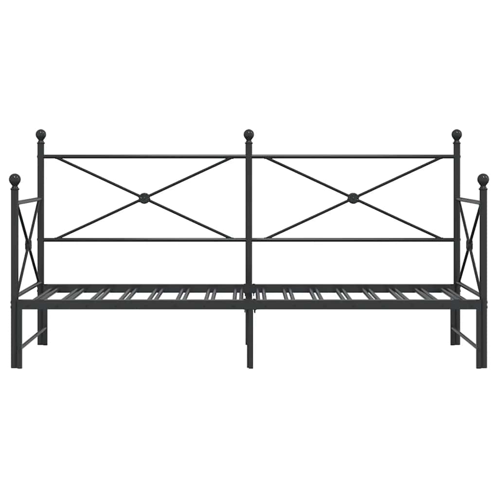 Daybed with Trundle without Mattress Black 90x200 cm Steel