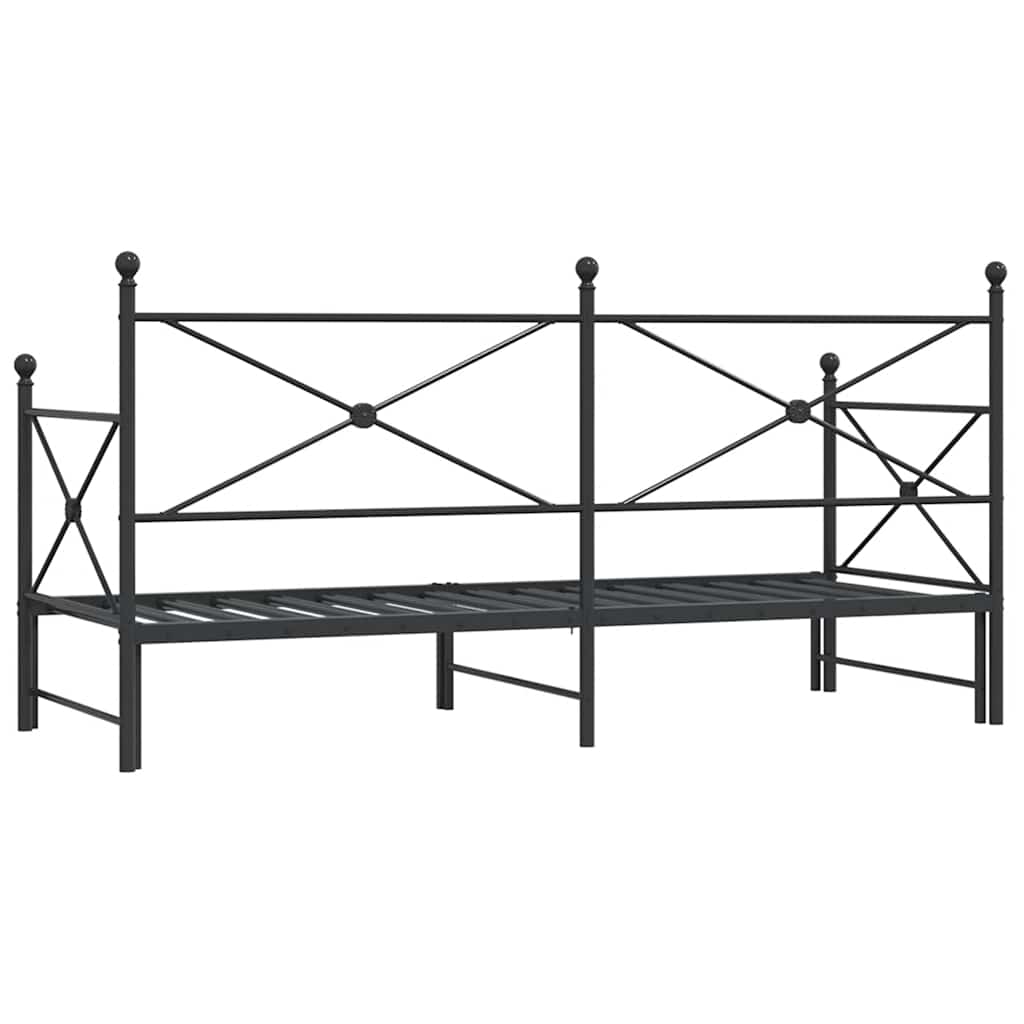 Daybed with Trundle without Mattress Black 90x200 cm Steel