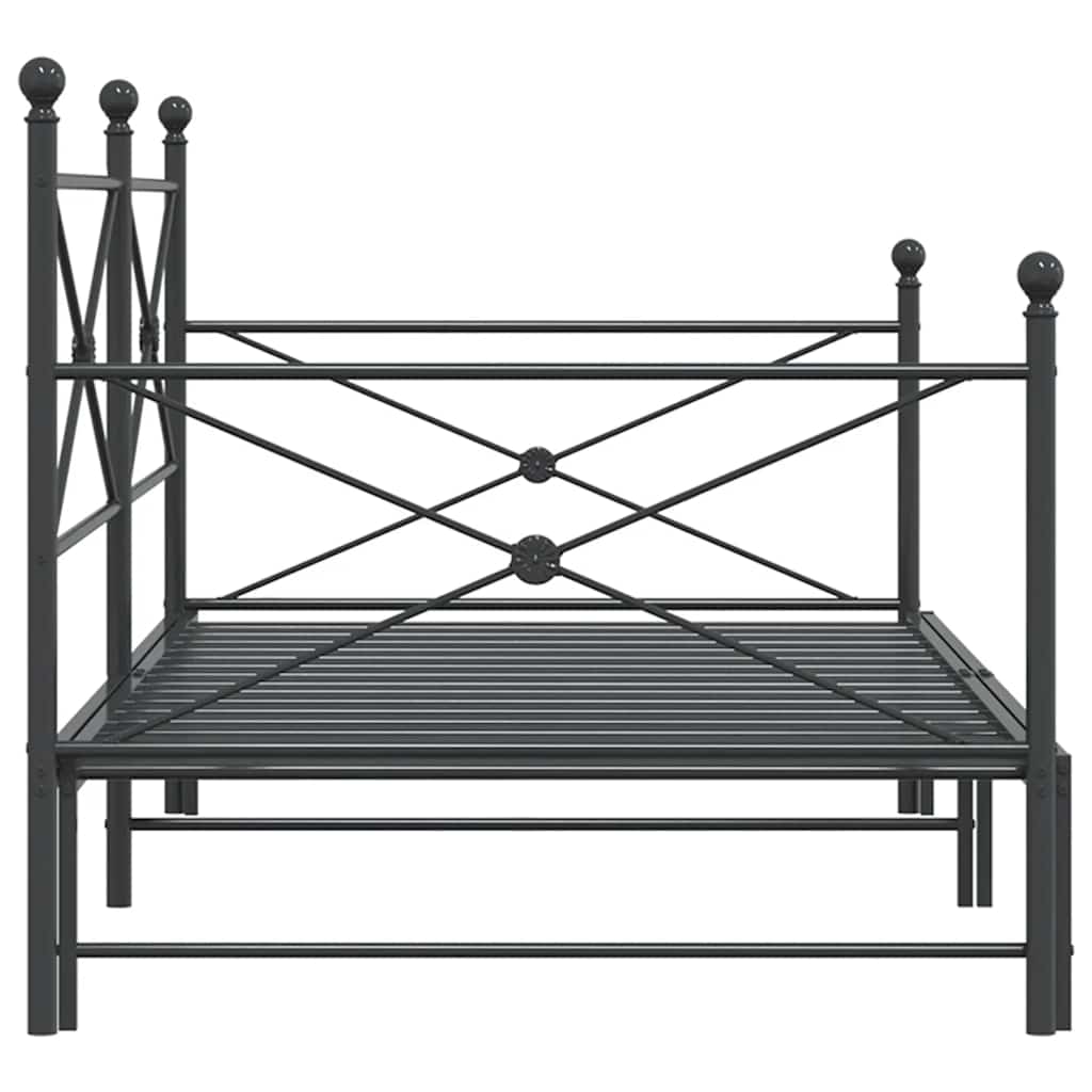 Daybed with Trundle without Mattress Black 100x200 cm Steel