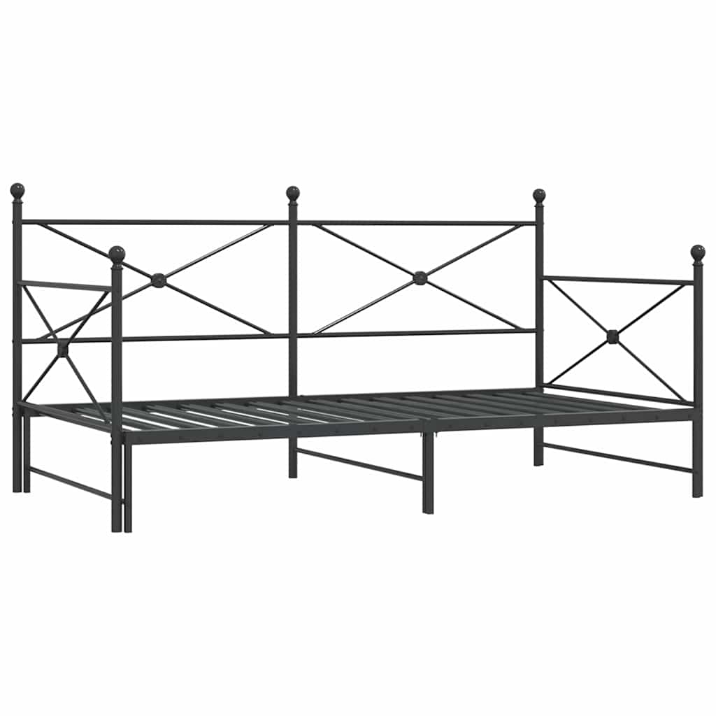 Daybed with Trundle without Mattress Black 107x203 cm Steel