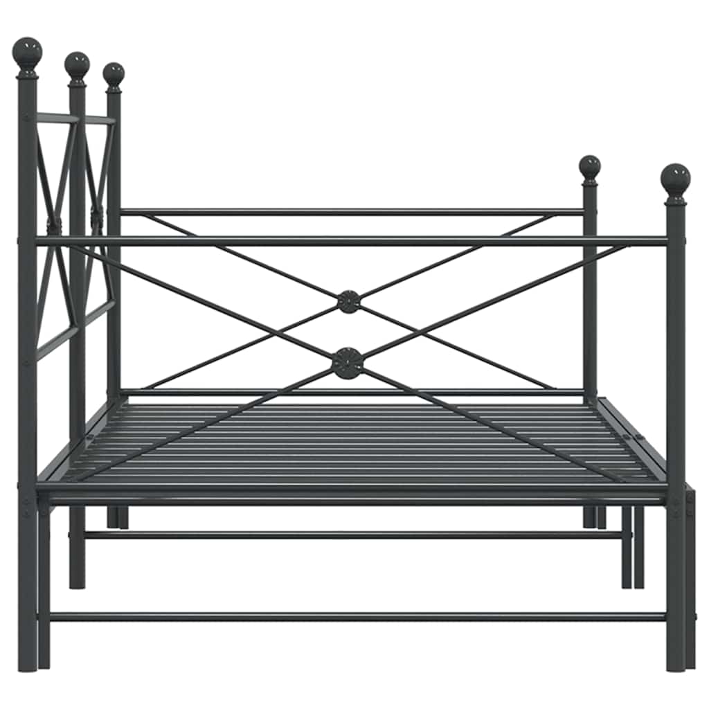 Daybed with Trundle without Mattress Black 107x203 cm Steel