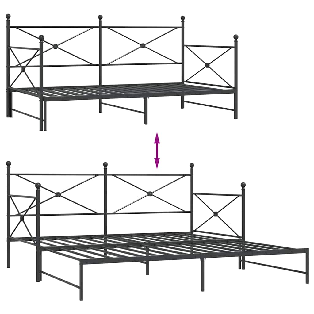 Daybed with Trundle without Mattress Black 107x203 cm Steel