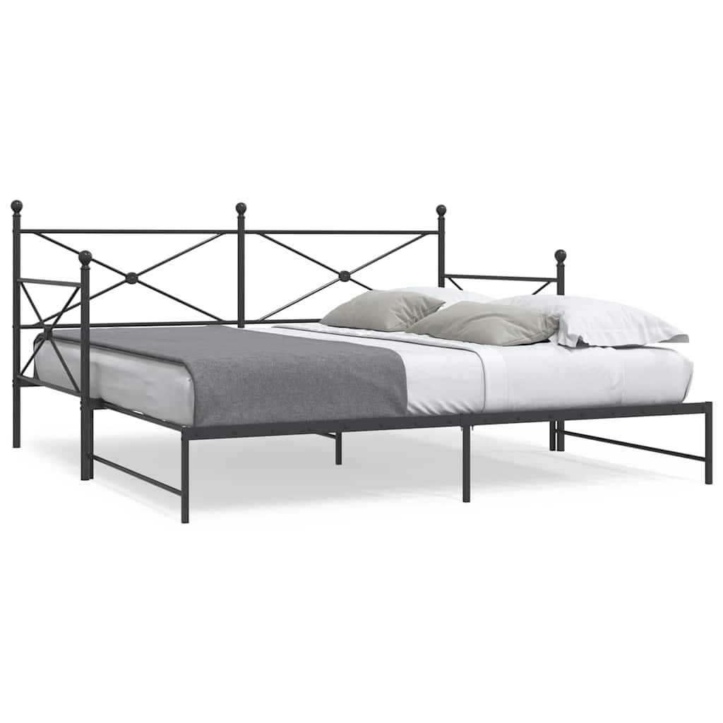 Daybed with Trundle without Mattress Black 107x203 cm Steel