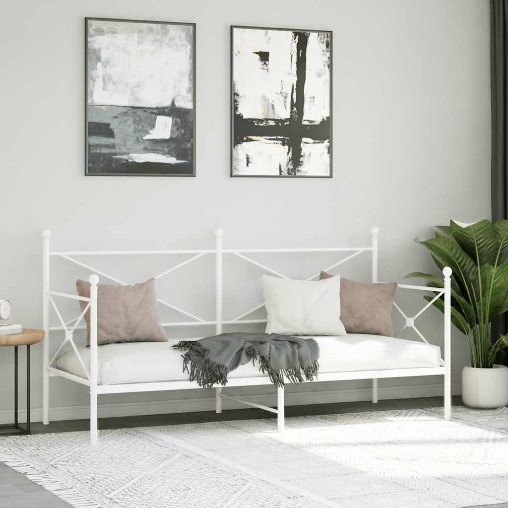 Day Bed without Mattress White 75x190 cm Steel