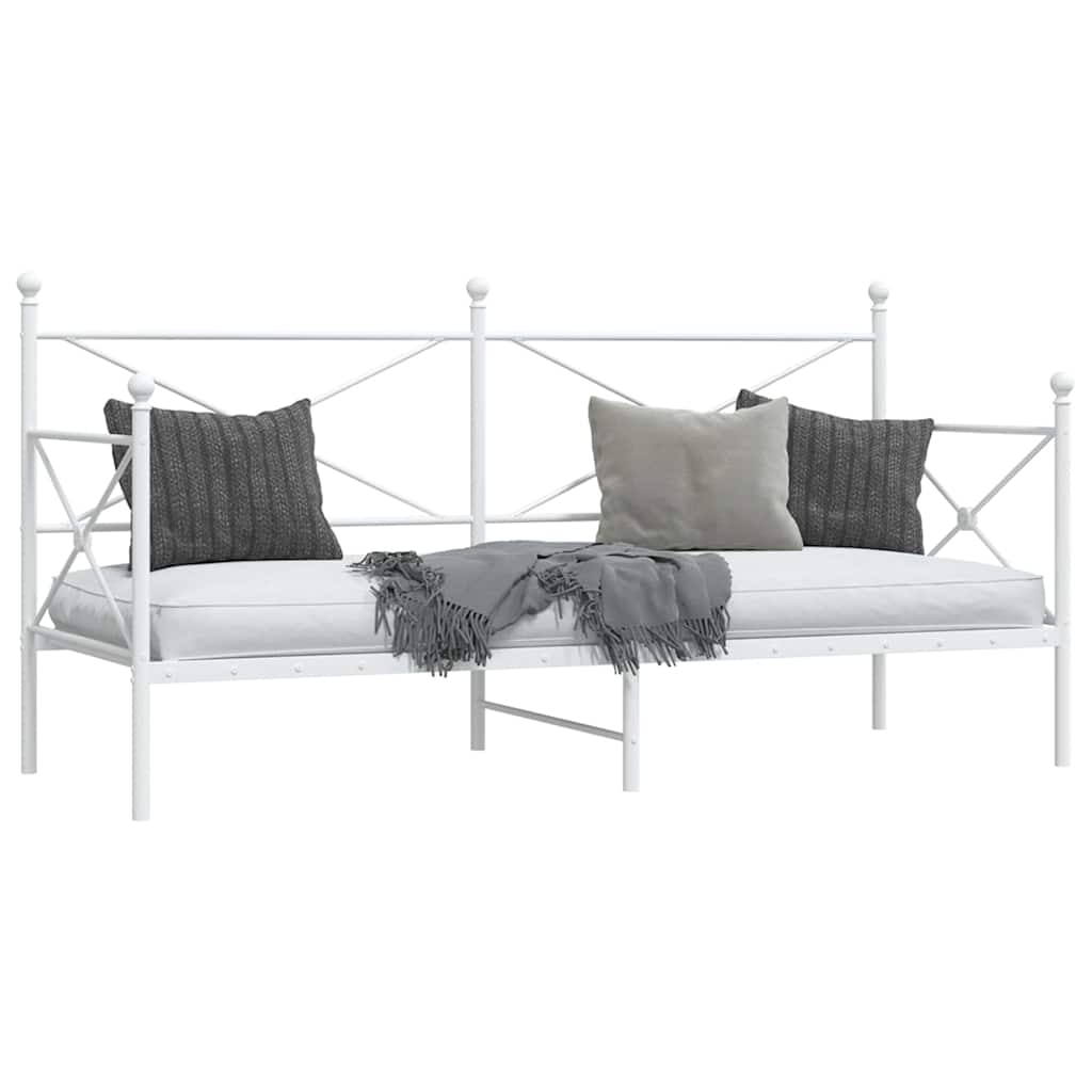 Day Bed without Mattress White 90x200 cm Steel