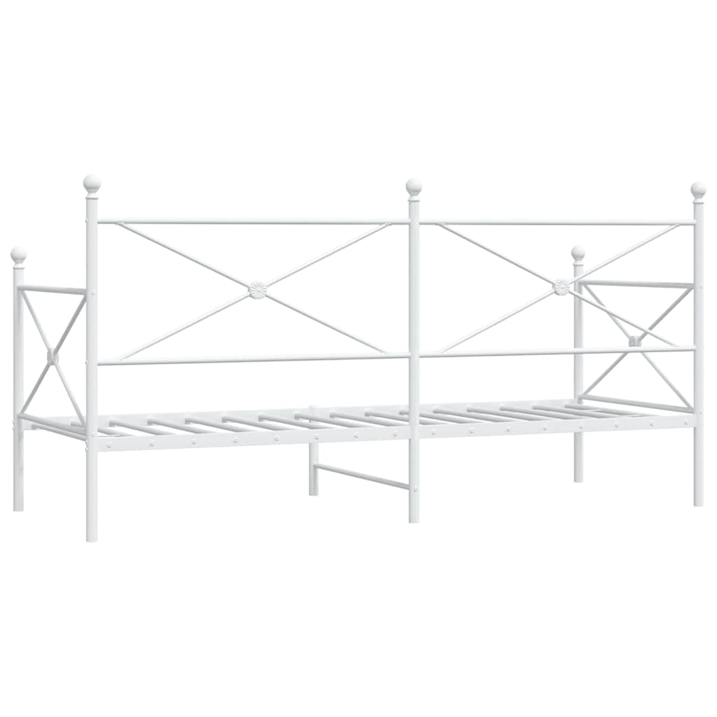 Day Bed without Mattress White 90x200 cm Steel