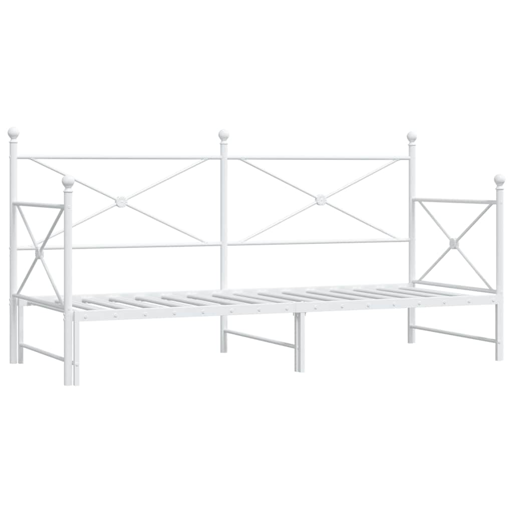 Daybed with Trundle without Mattress White 90x190 cm Steel