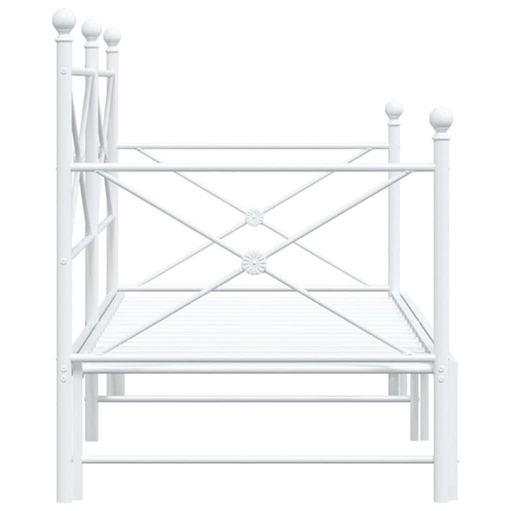 Daybed with Trundle without Mattress White 90x190 cm Steel