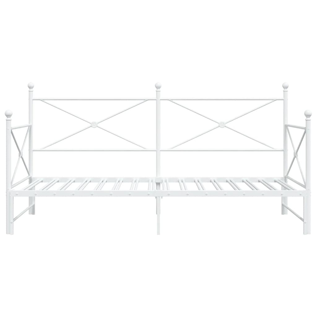 Daybed with Trundle without Mattress White 100x200 cm Steel