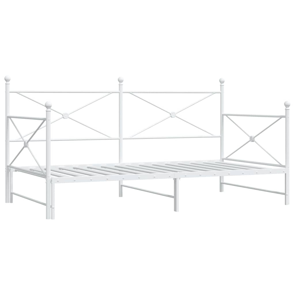 Daybed with Trundle without Mattress White 107x203 cm Steel
