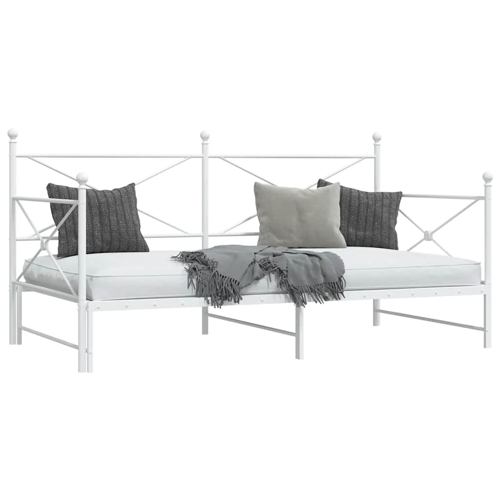 Daybed with Trundle without Mattress White 107x203 cm Steel