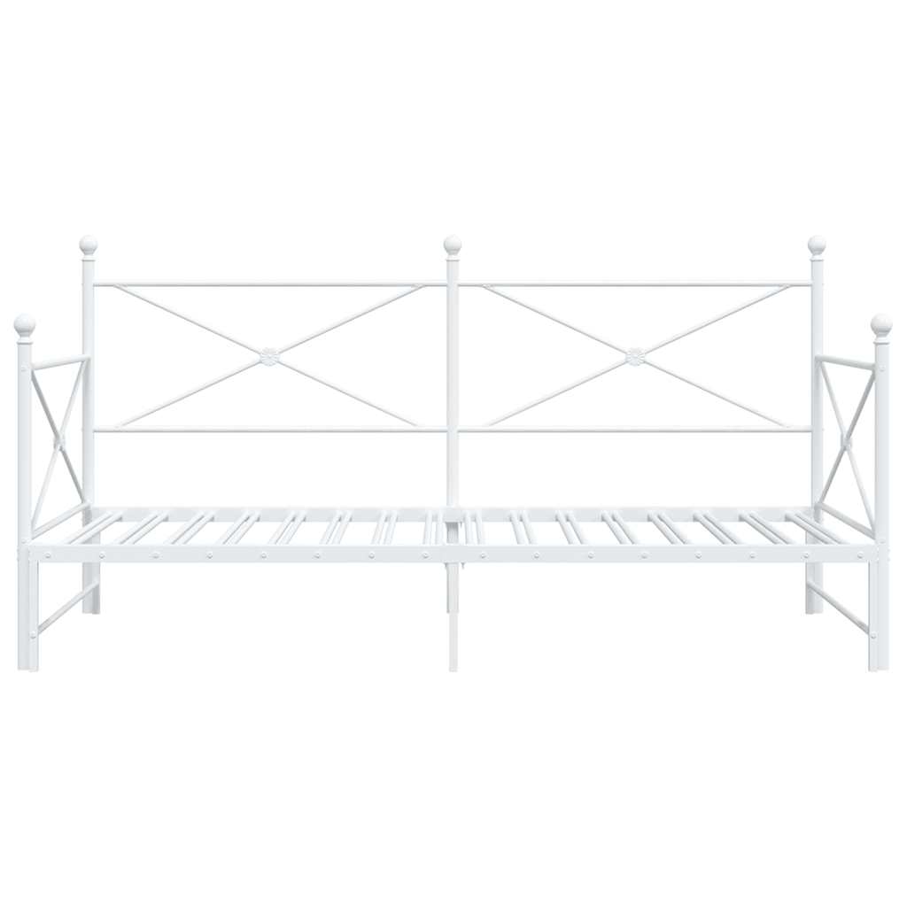 Daybed with Trundle without Mattress White 107x203 cm Steel