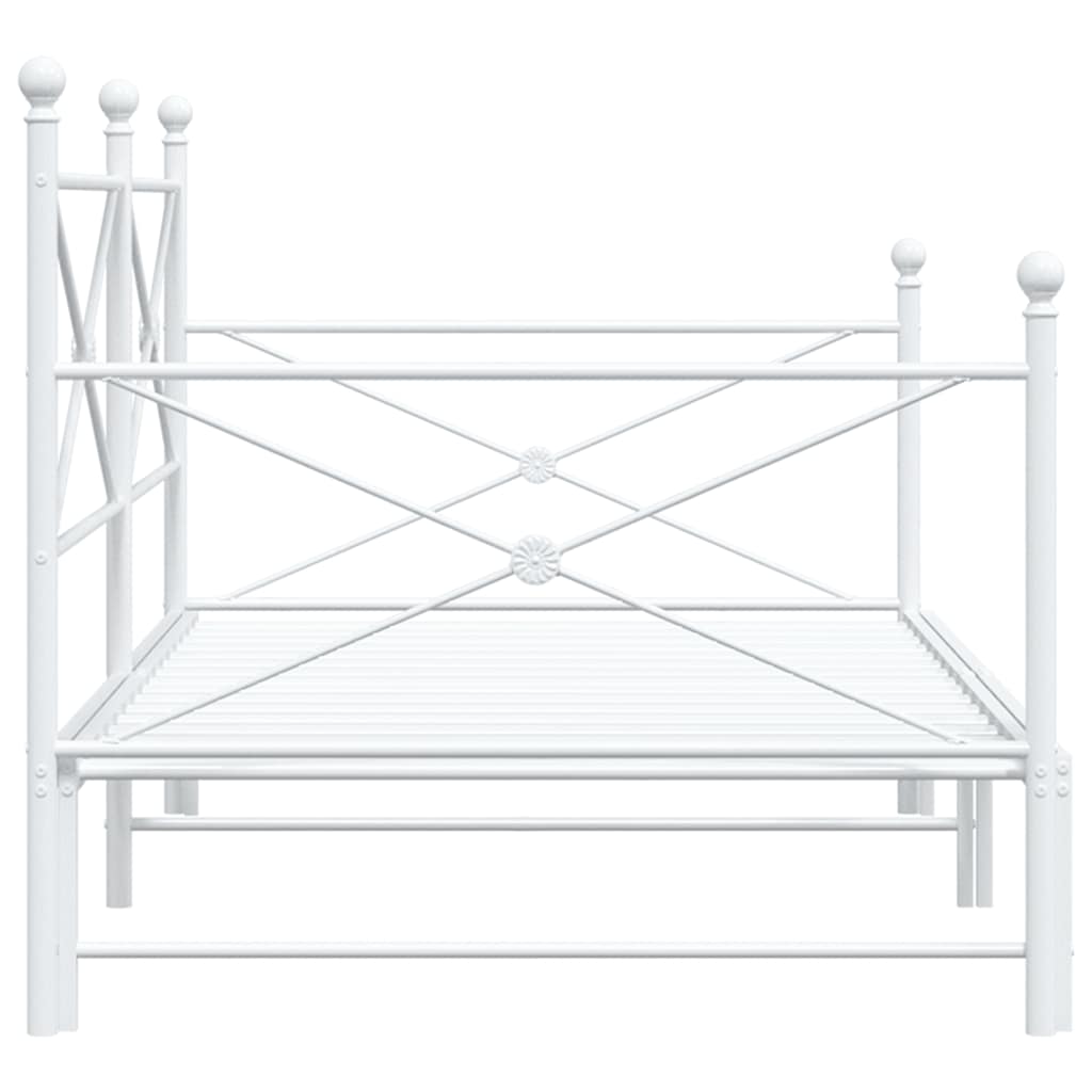 Daybed with Trundle without Mattress White 107x203 cm Steel