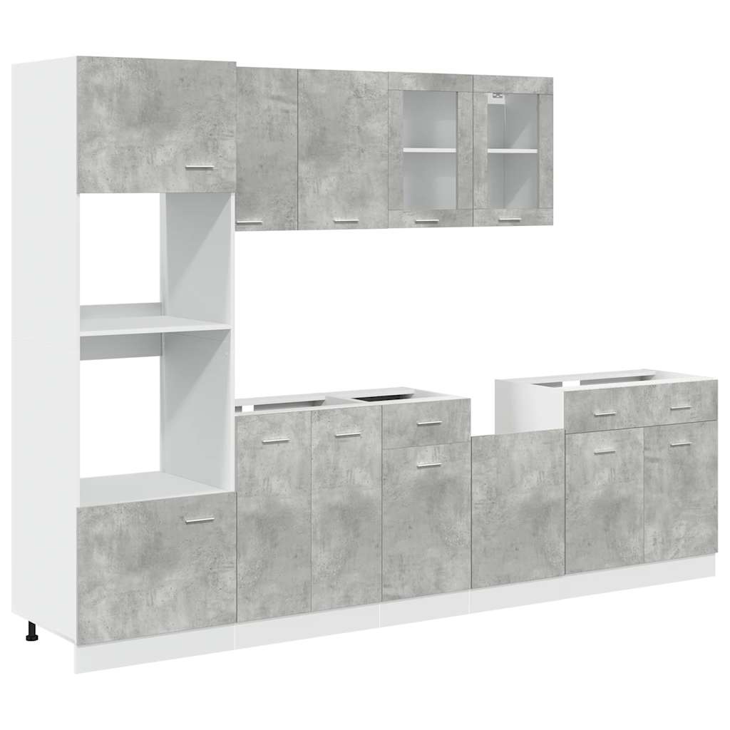 7 Piece Bathroom Furniture Set Lyon Concrete Grey Engineered Wood