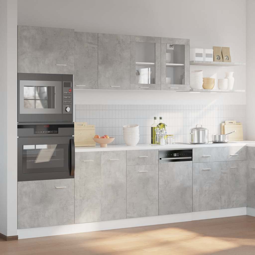 7 Piece Bathroom Furniture Set Lyon Concrete Grey Engineered Wood