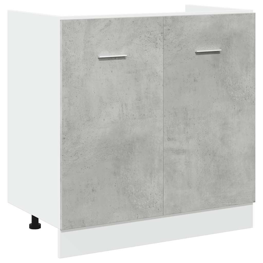 7 Piece Bathroom Furniture Set Lyon Concrete Grey Engineered Wood