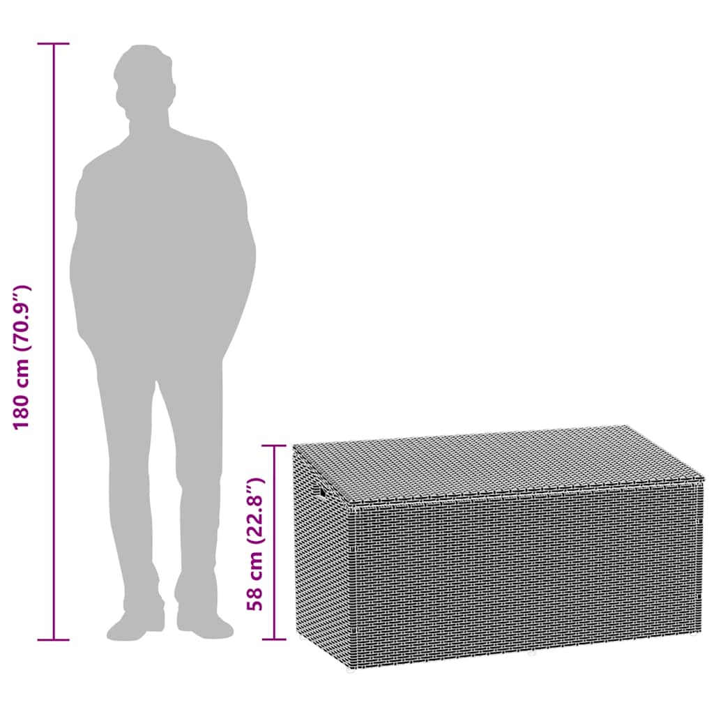 Garden Storage Box Grey 110x50x58 cm Poly Rattan