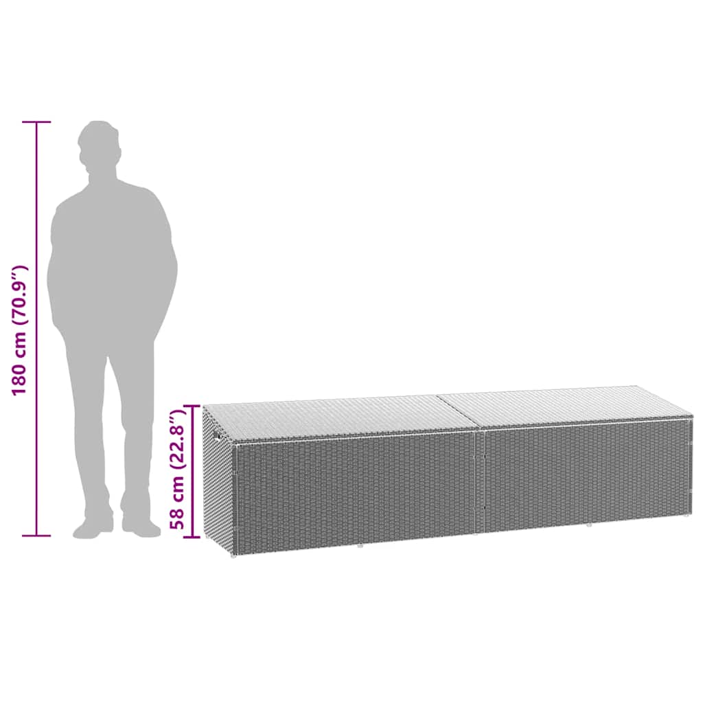 Garden Storage Box Light Grey 220x50x58 cm Poly Rattan