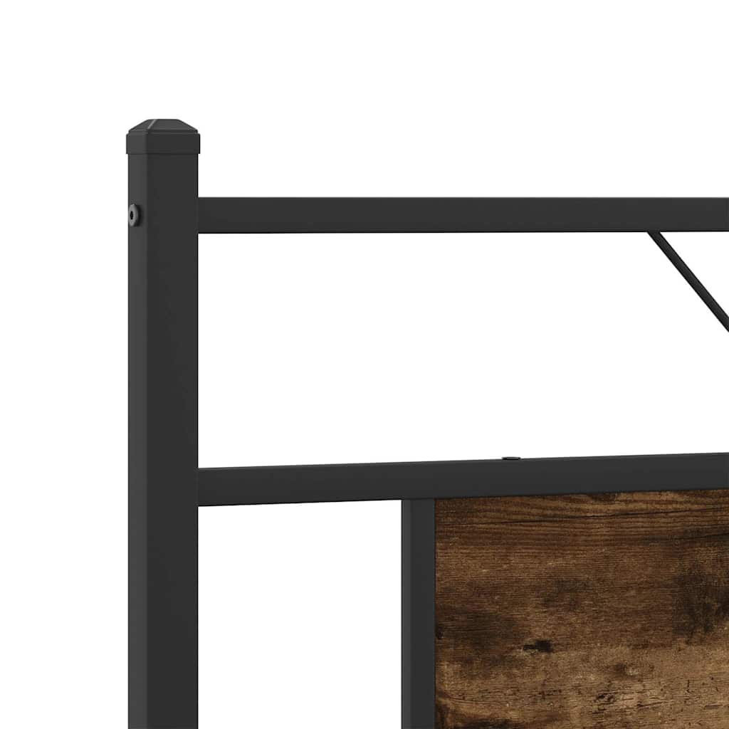 Metal Bed Frame without Mattress Smoked Oak 183x213 cm
