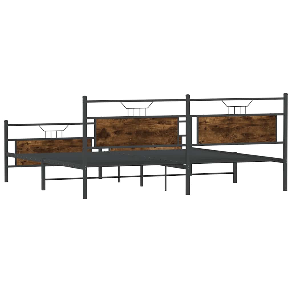 Metal Bed Frame without Mattress Smoked Oak 200x200 cm