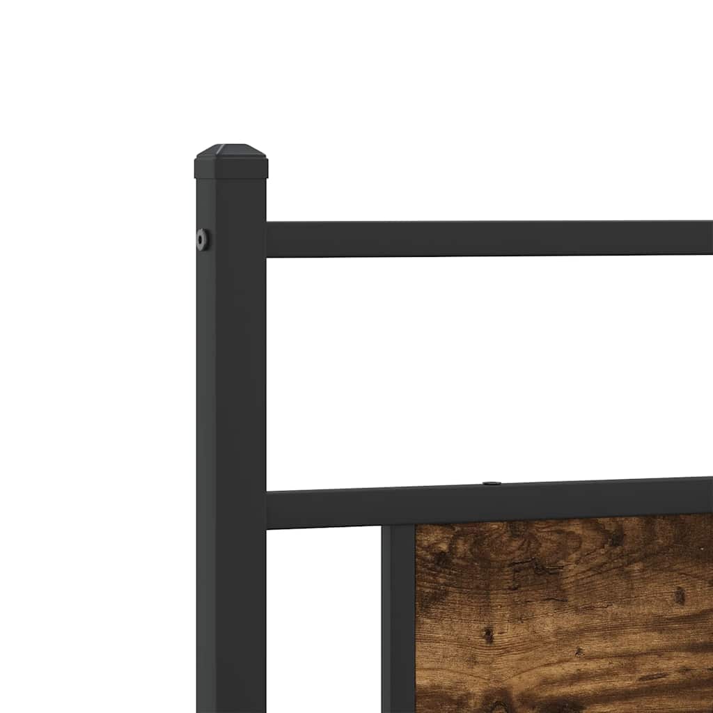 Metal Bed Frame without Mattress Smoked Oak 200x200 cm