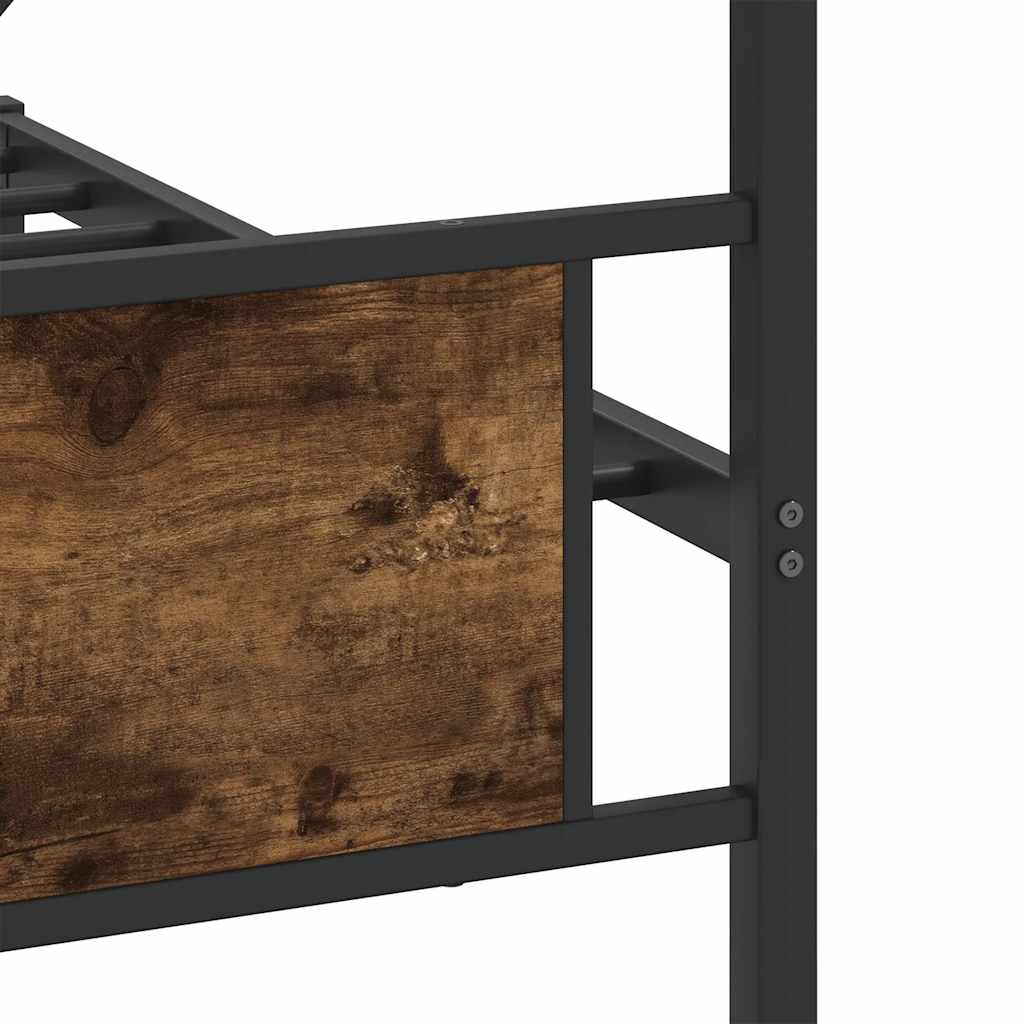 Metal Bed Frame without Mattress Smoked Oak 200x200 cm