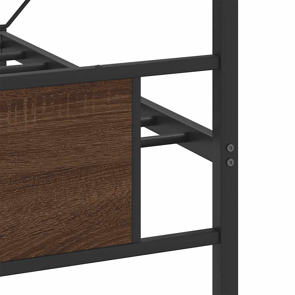 Metal Bed Frame without Mattress Brown Oak 160x200 cm