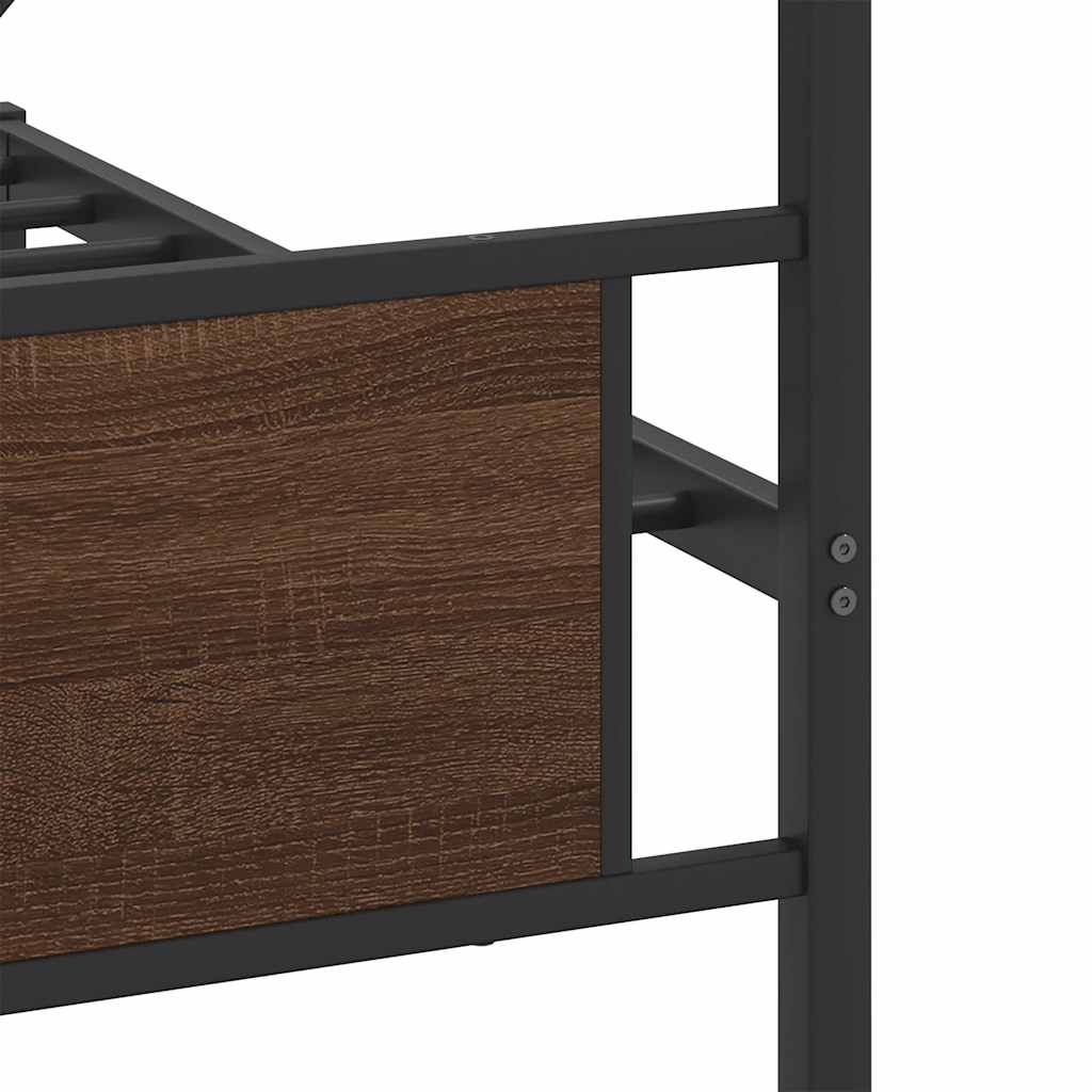 Metal Bed Frame without Mattress Brown Oak 193x201 cm