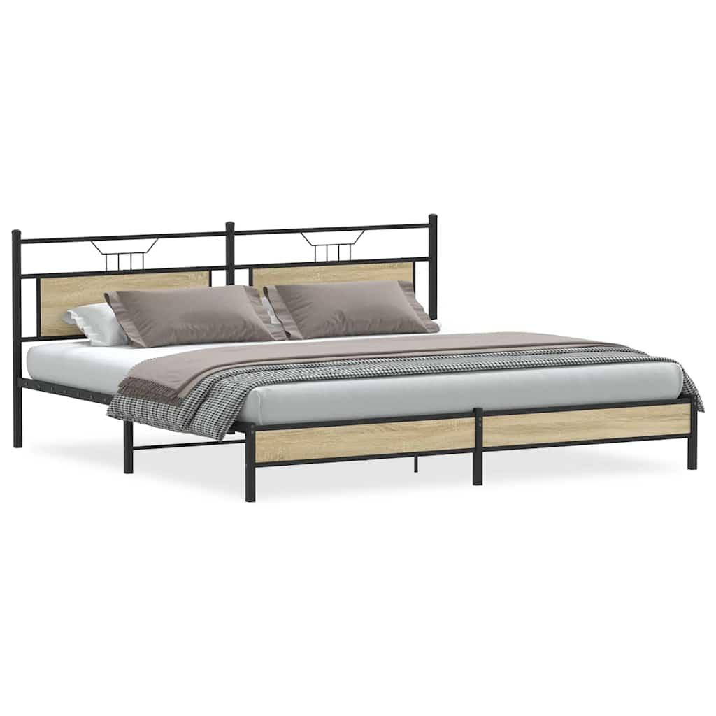 Metal Bed Frame without Mattress Sonoma Oak 200x200 cm