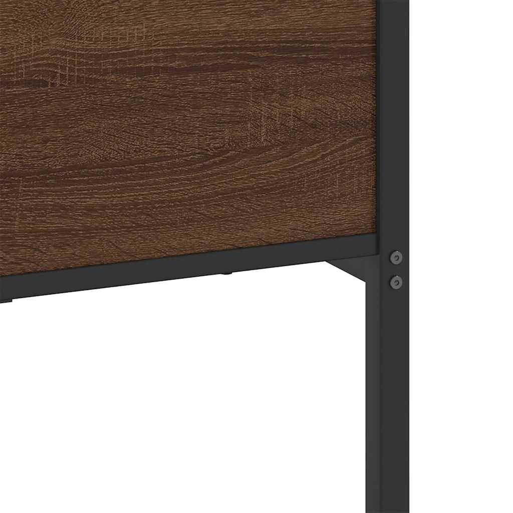 Metal Bed Frame without Mattress Brown Oak 193x201 cm