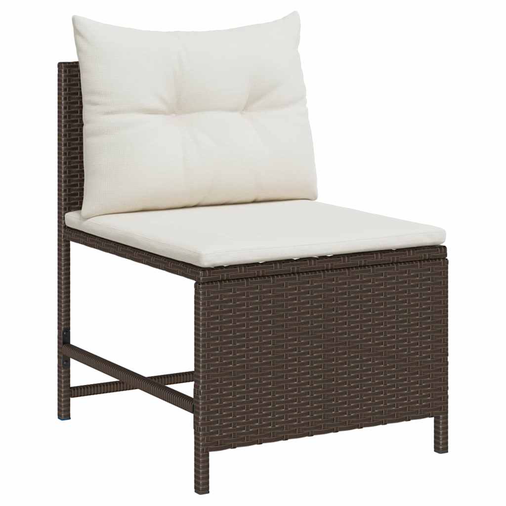 Garden Sofa Set 6 pcs Brown and cream Poly Rattan