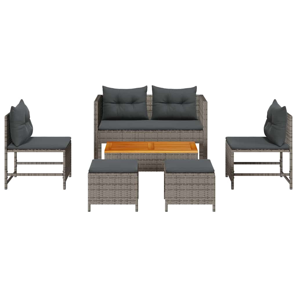 Garden Sofa Set 6 pcs Grey and dark grey Poly Rattan