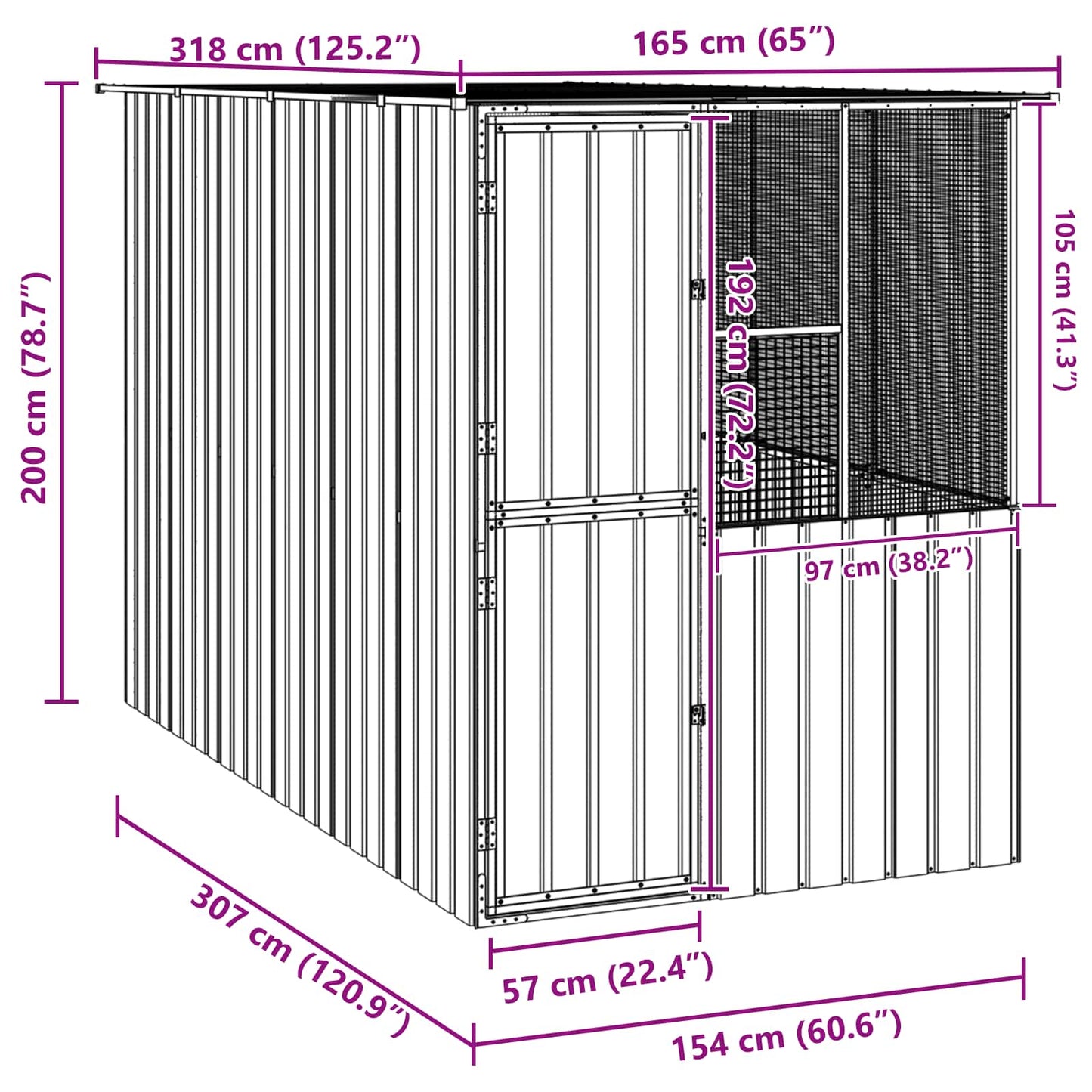 Bird Cage Anthracite 315 x 167 x 200 cm Galvanised steel