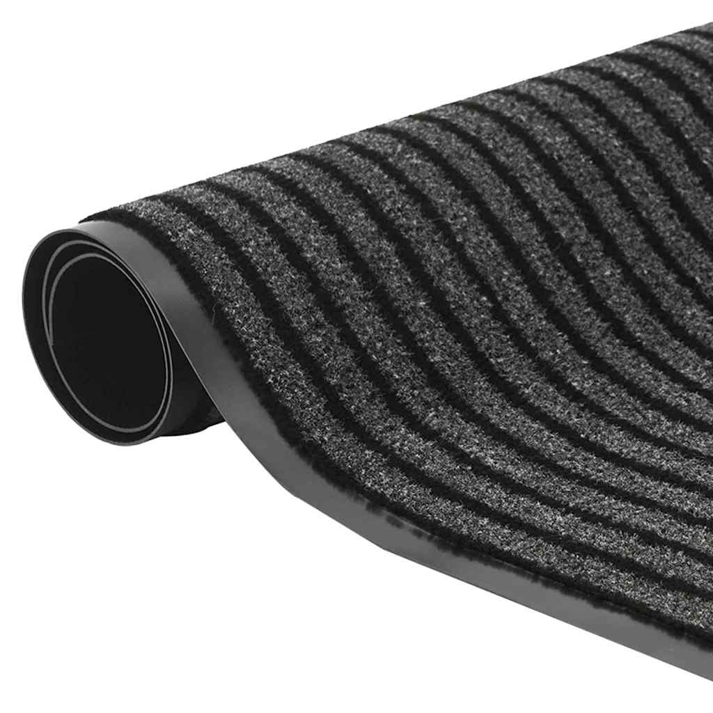 Doormat Striped Black and Grey 40 x 60 cm Polypropylene and PVC