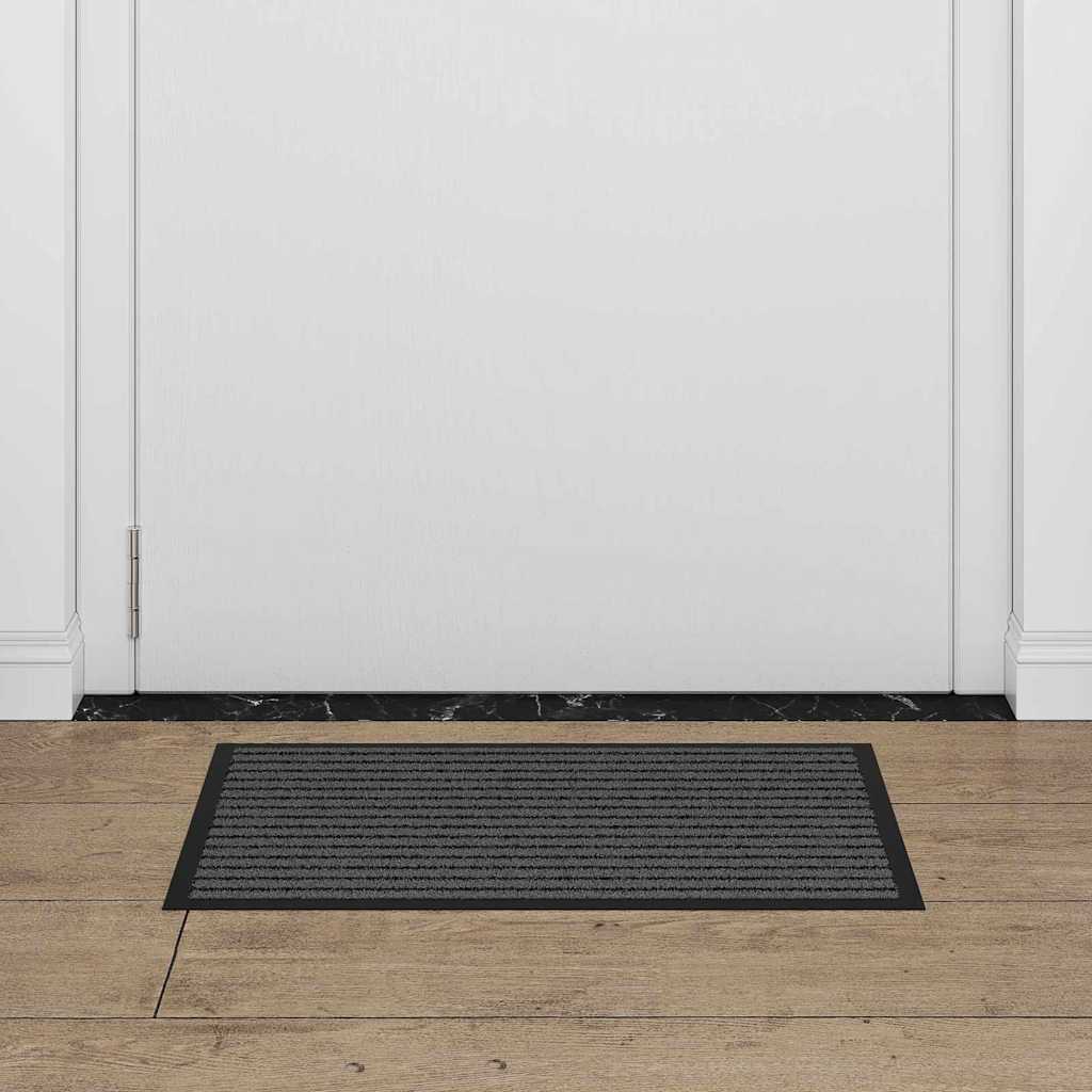 Doormat Striped Black and Grey 40 x 60 cm Polypropylene and PVC