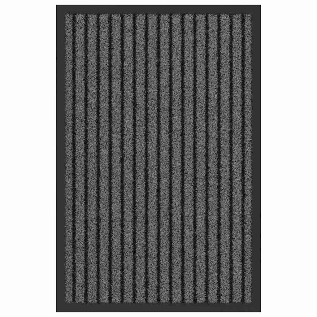 Doormat Striped Black and Grey 40 x 60 cm Polypropylene and PVC
