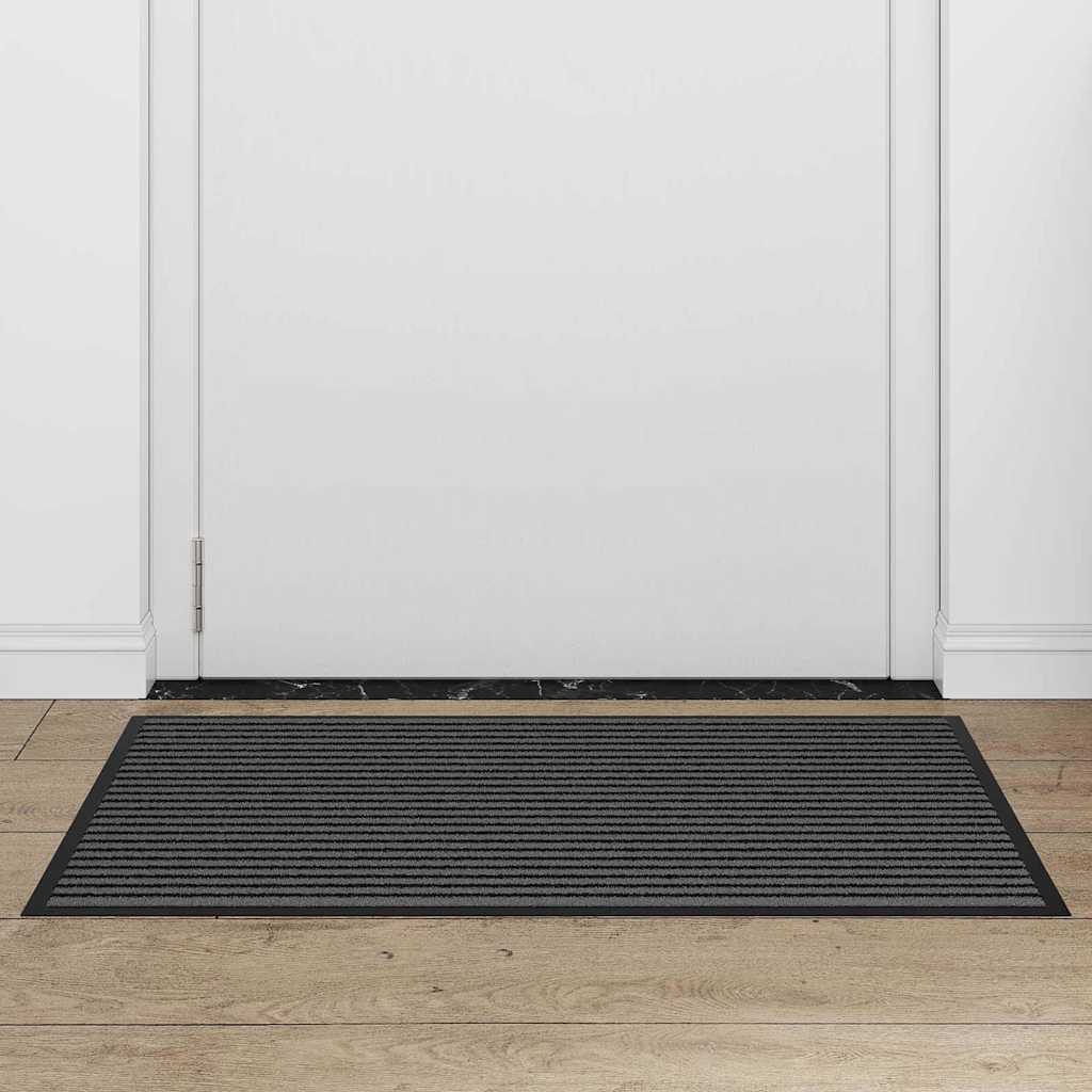 Doormat Striped Black and Grey 60 x 90 cm Polypropylene and PVC