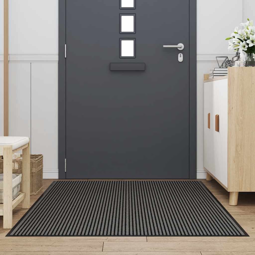 Doormat Stripe Black and Grey 115x200 cm