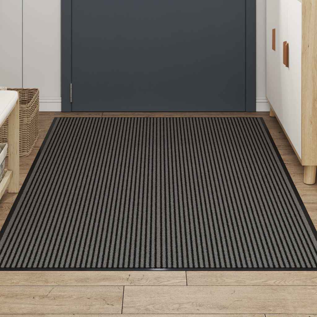 Doormat Stripe Black and Grey 115x200 cm
