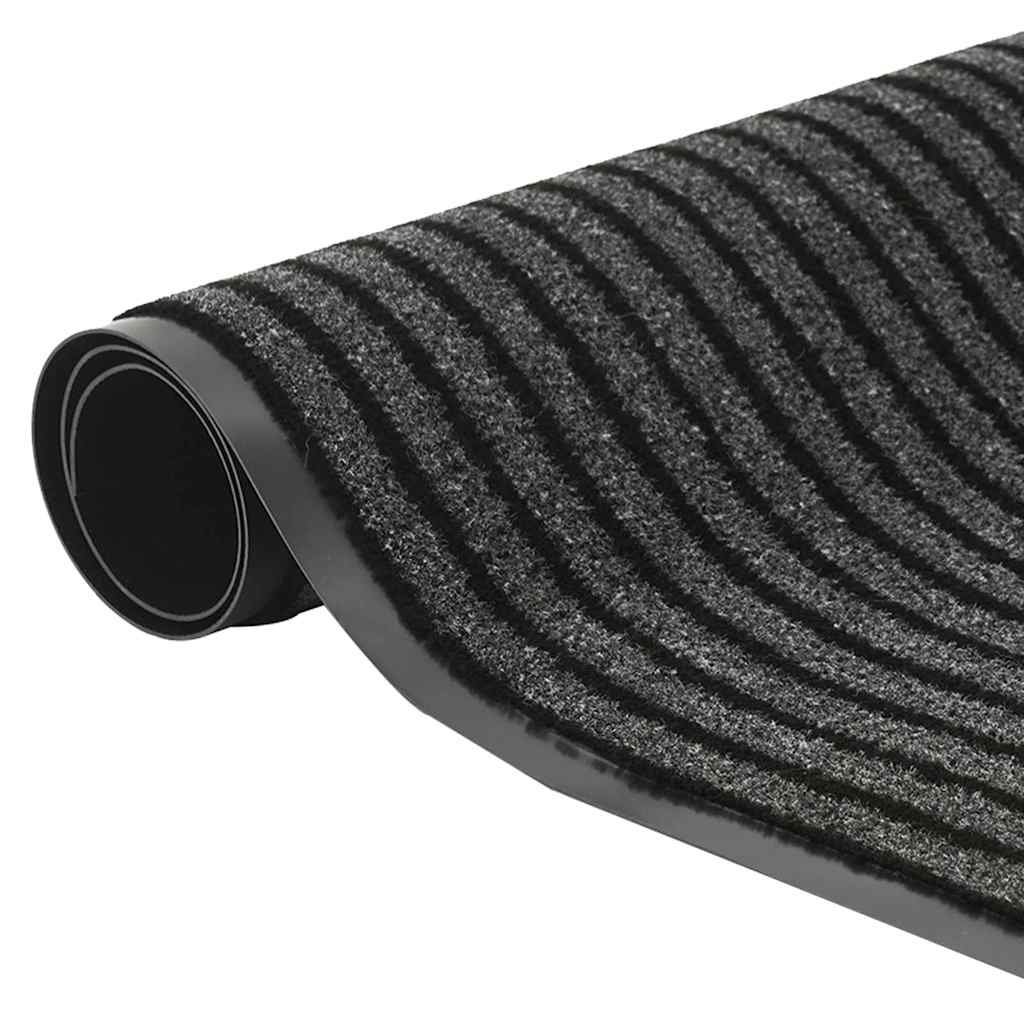 Doormat Stripe Black and Grey 115x300 cm