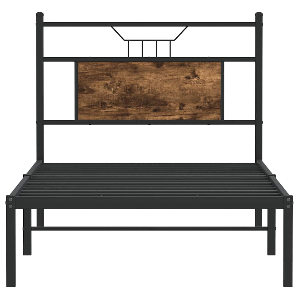 Bed Frame without Mattress Smoked Oak 90x190 cm Single Engineered Wood