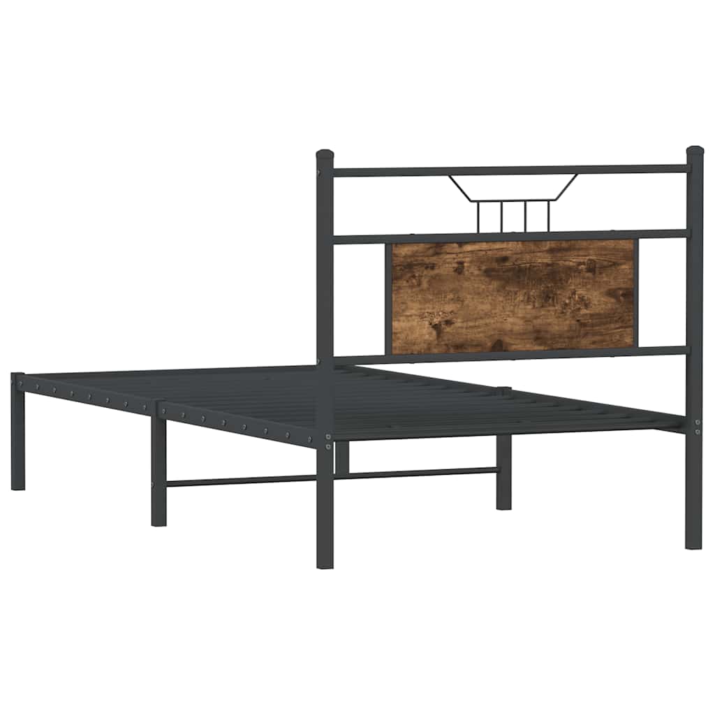 Bed Frame without Mattress Smoked Oak 90x190 cm Single Engineered Wood