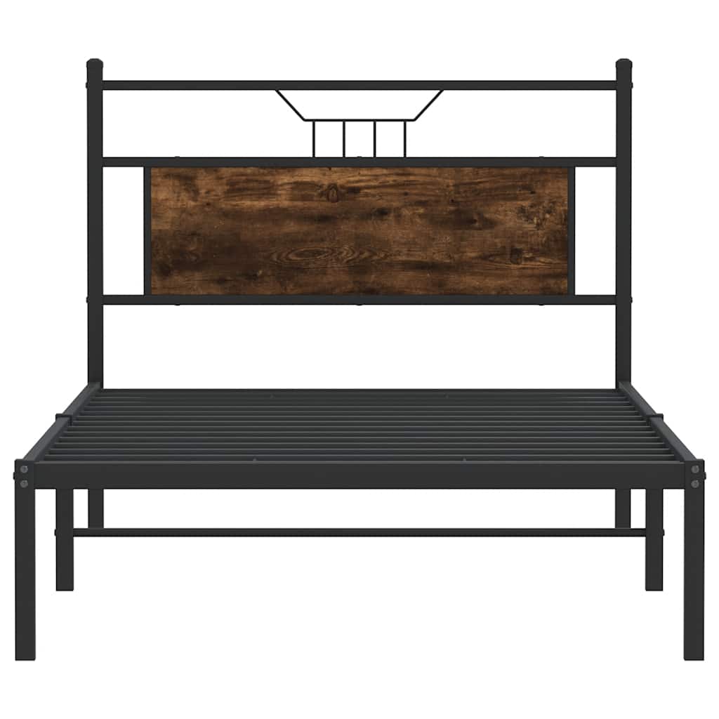 Bed Frame without Mattress Smoked Oak 100x190 cm Engineered Wood