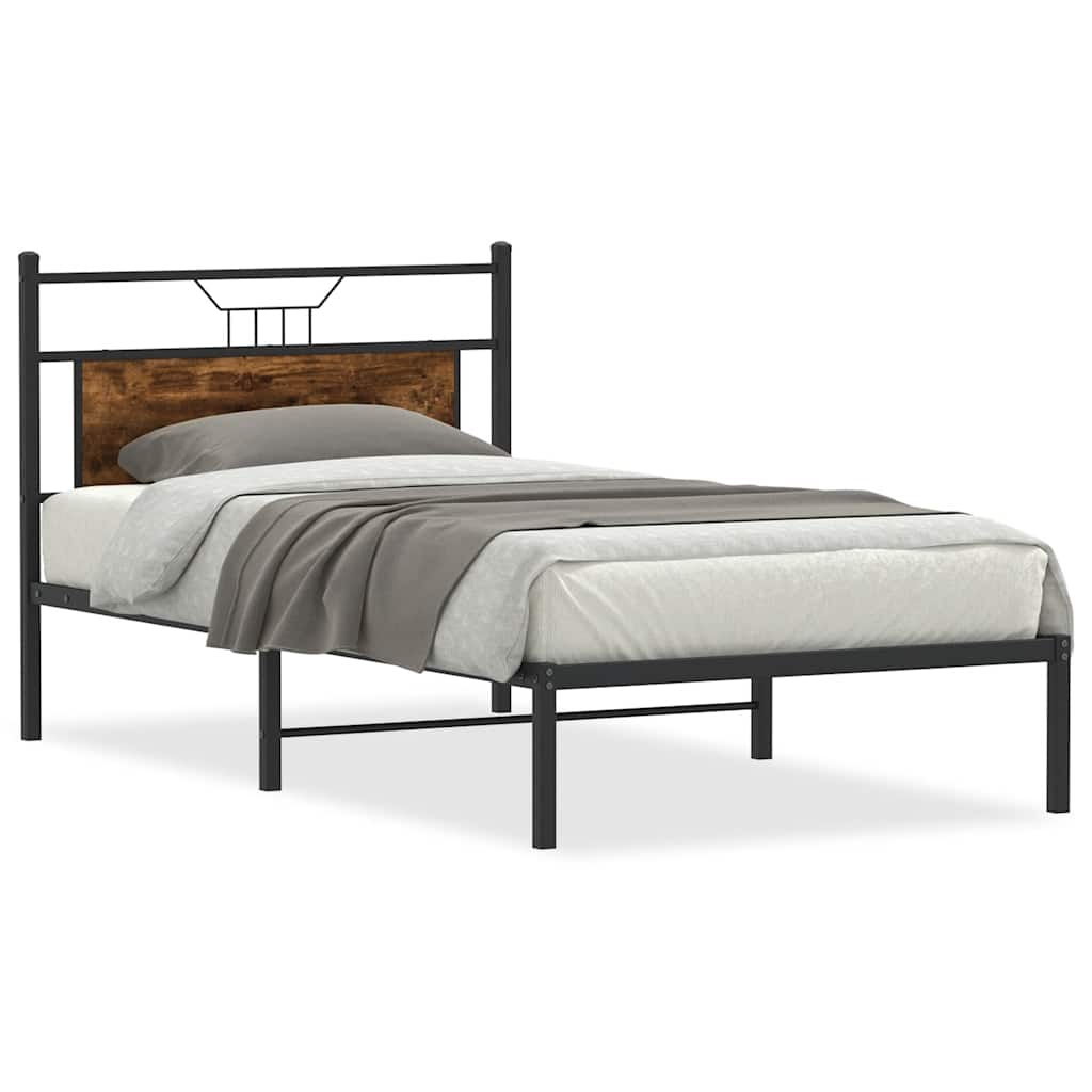 Bed Frame without Mattress Smoked Oak 107x203 cm Engineered Wood
