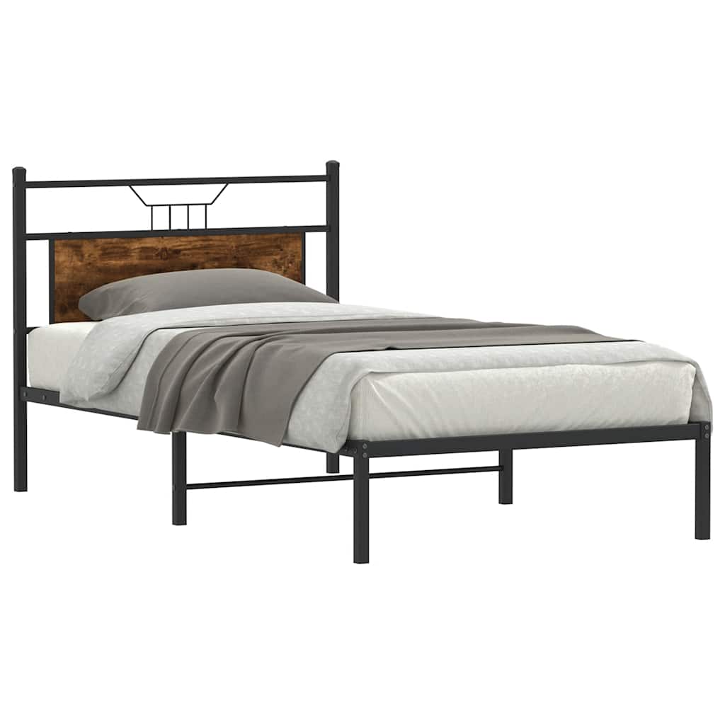 Bed Frame without Mattress Smoked Oak 107x203 cm Engineered Wood