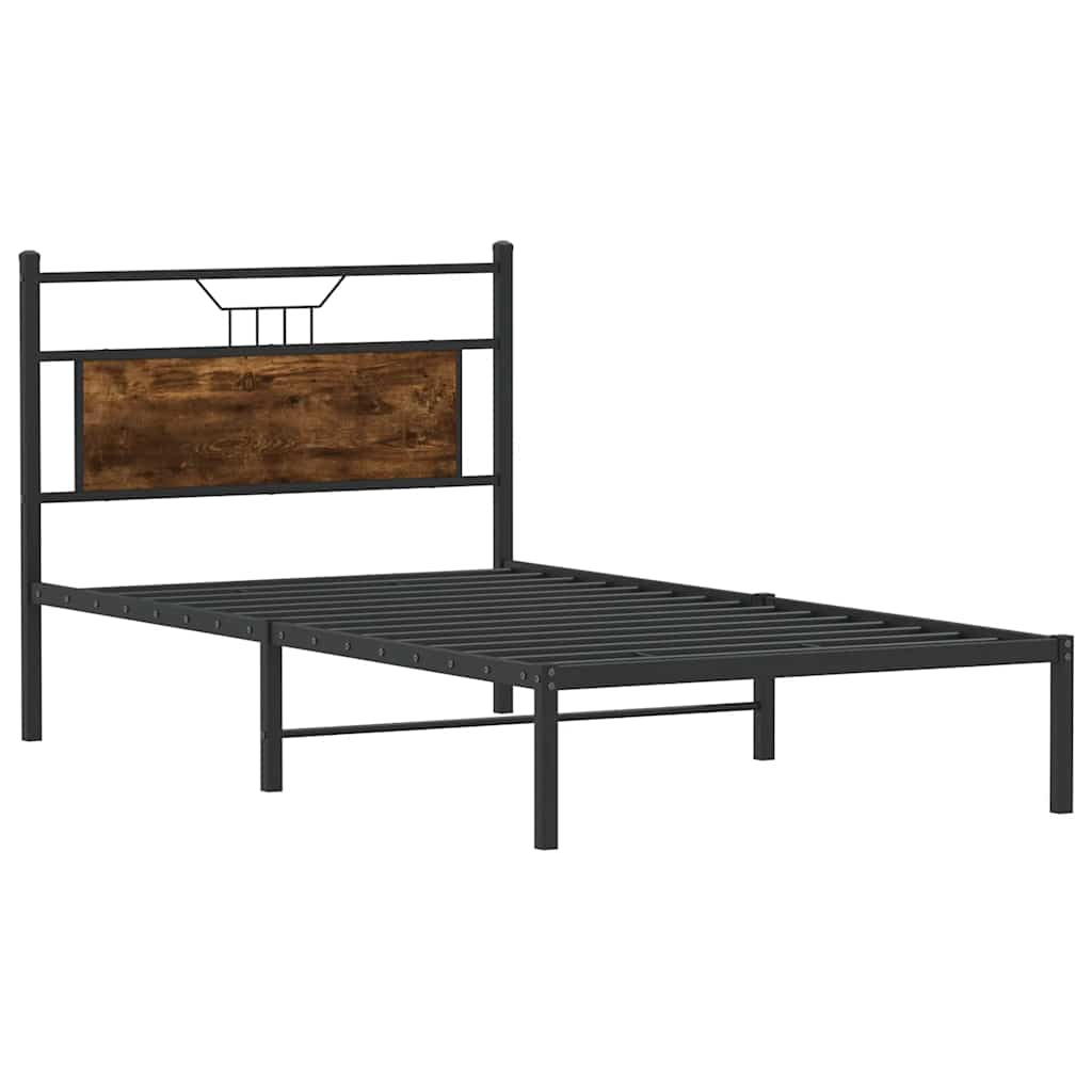 Bed Frame without Mattress Smoked Oak 107x203 cm Engineered Wood